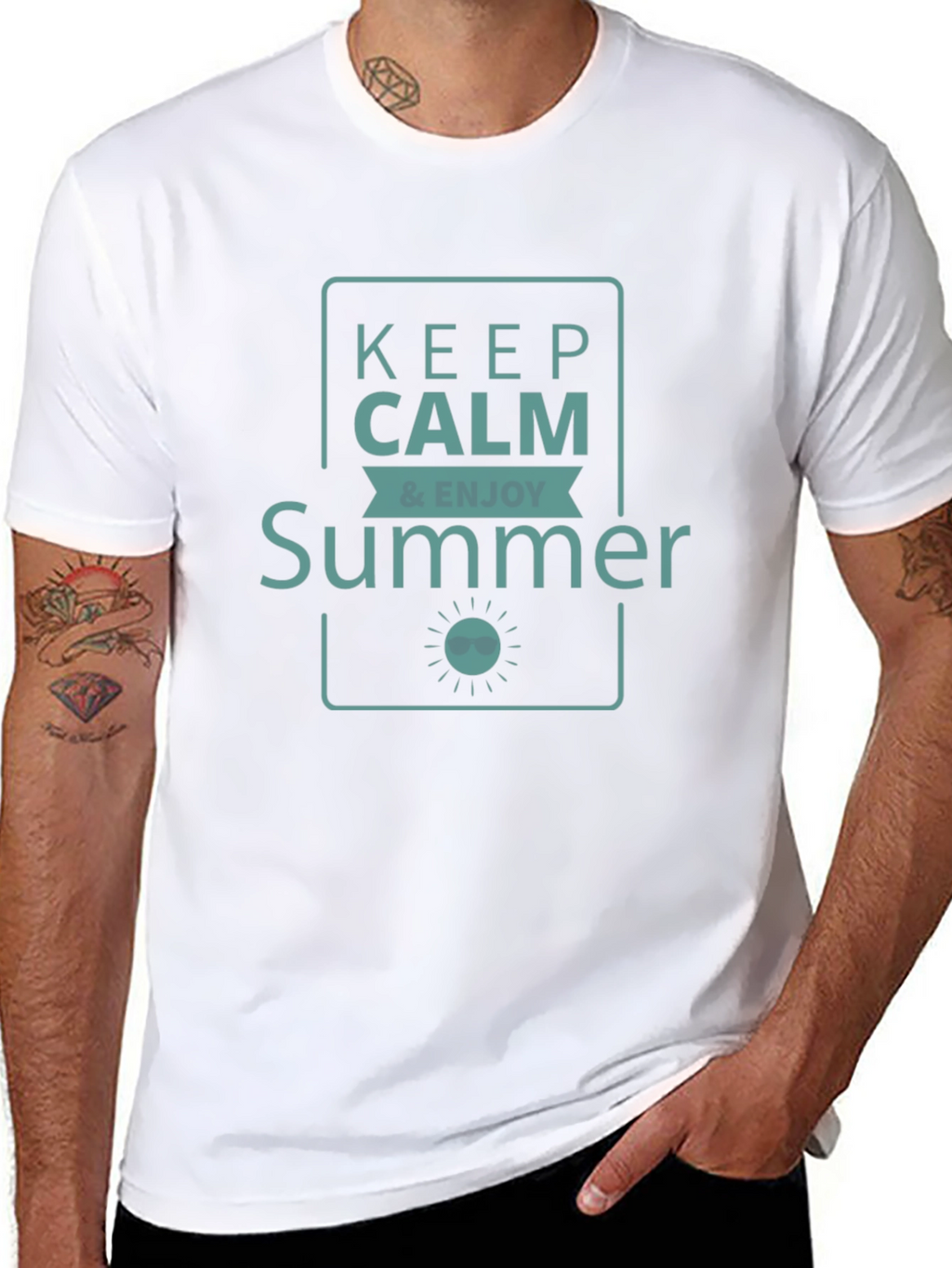 Keep Calm & Enjoy Summer Graphic T-Shirt - Black