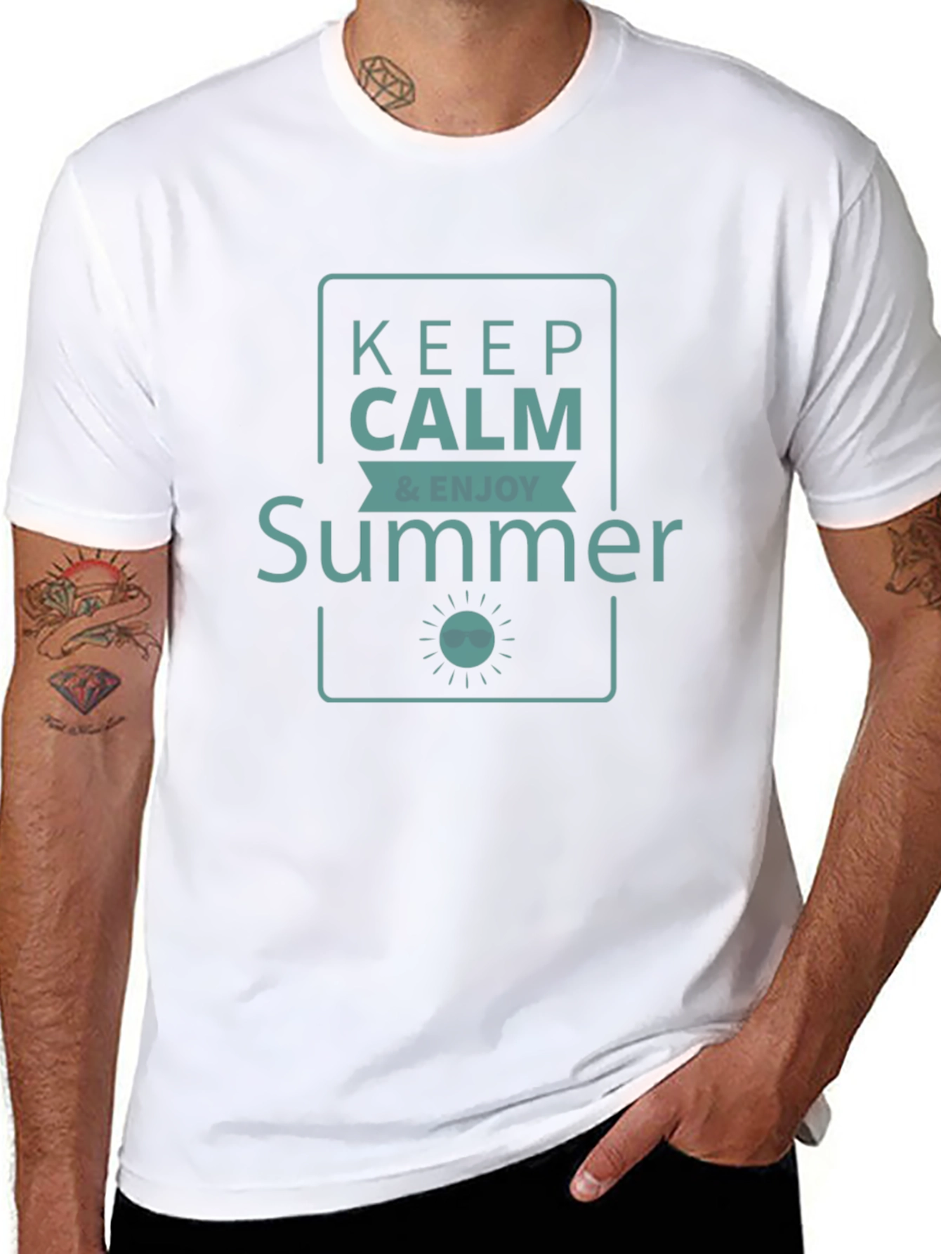 Keep Calm & Enjoy Summer Graphic T-Shirt - Black