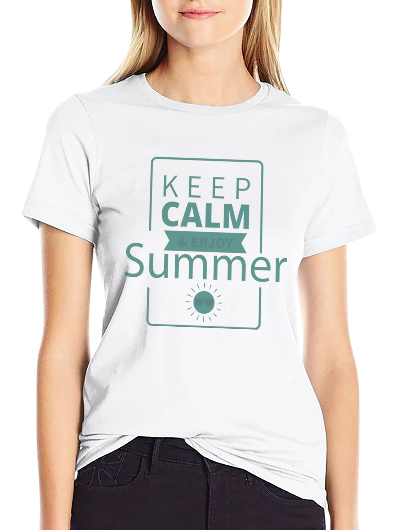 Keep Calm & Enjoy Summer Graphic T-Shirt - Black