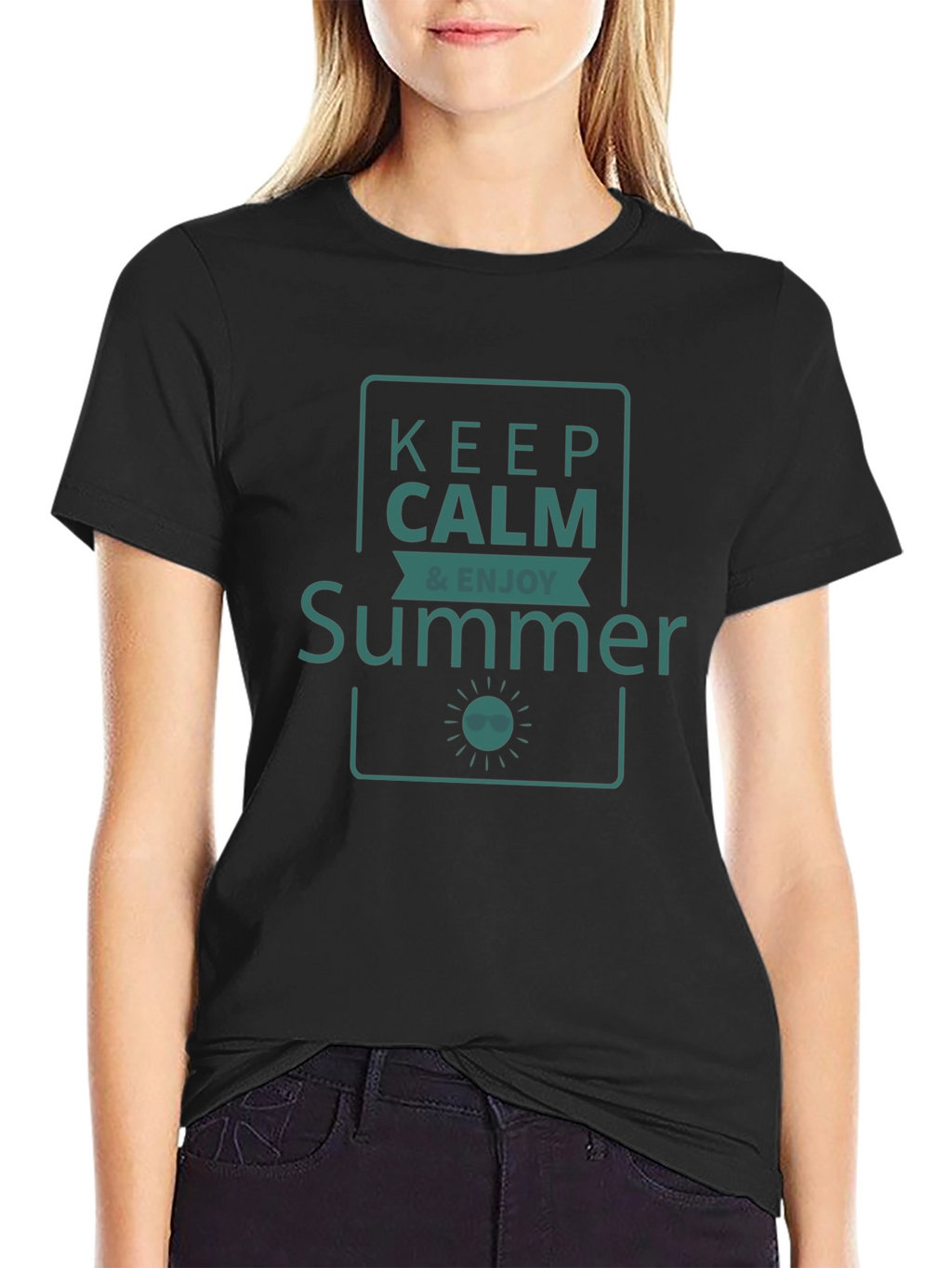 Keep Calm & Enjoy Summer Graphic T-Shirt - Black