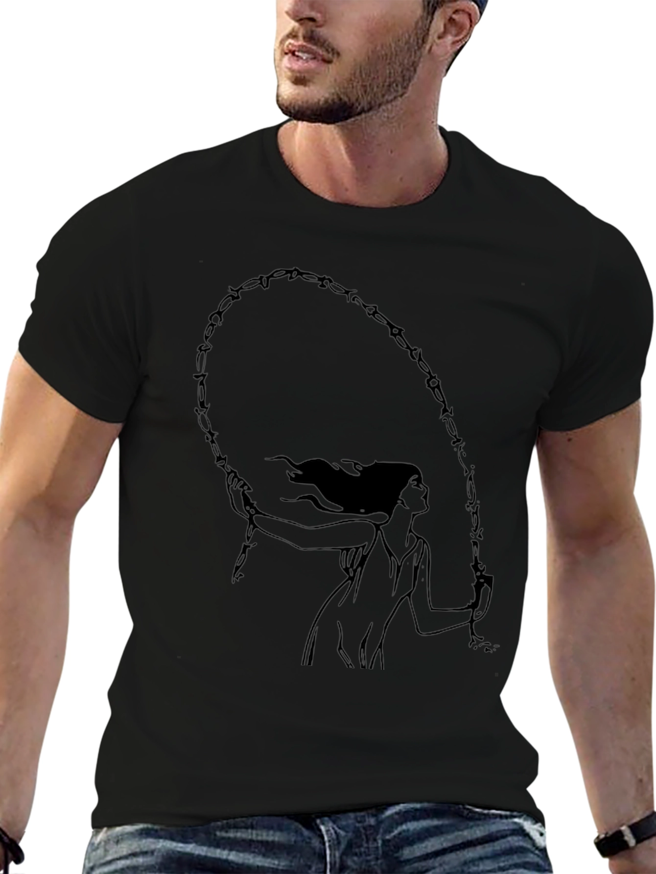 Barbed Wire Woman Graphic Tee - Unisex Black T-Shirt