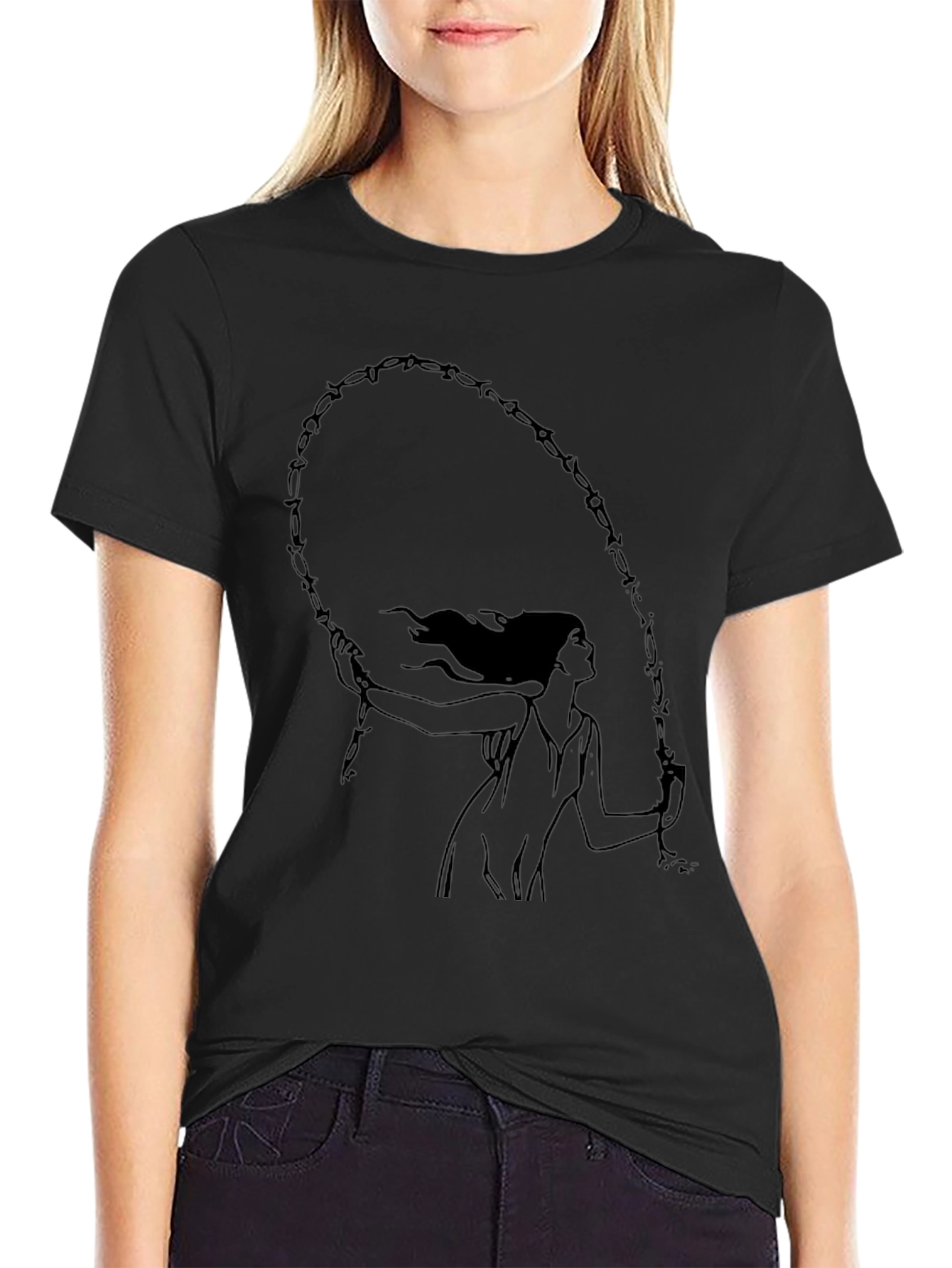 Barbed Wire Woman Graphic Tee - Unisex Black T-Shirt