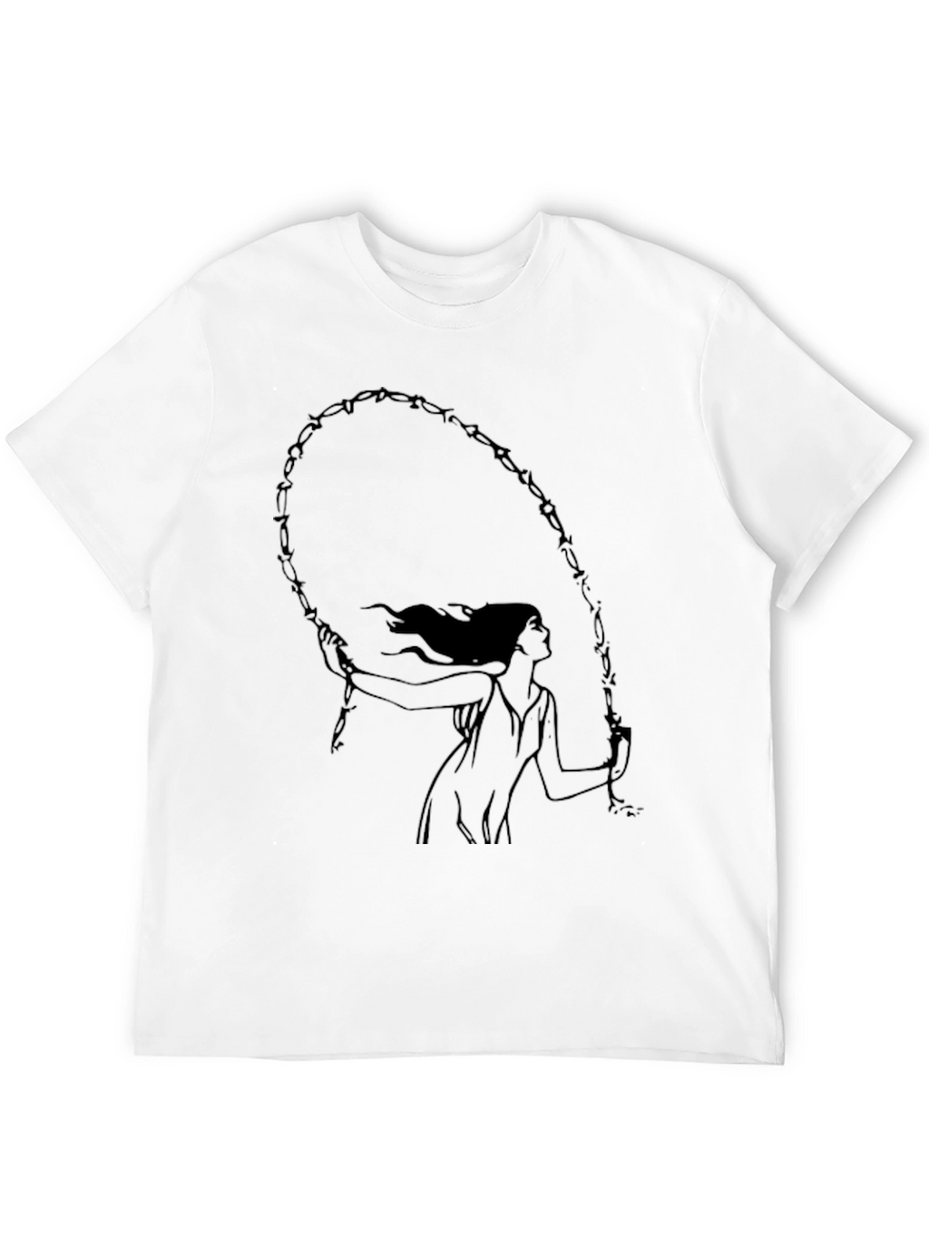 Barbed Wire Woman Graphic Tee - Unisex Black T-Shirt