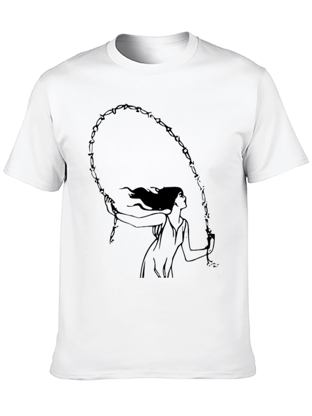 Barbed Wire Woman Graphic Tee - Unisex Black T-Shirt