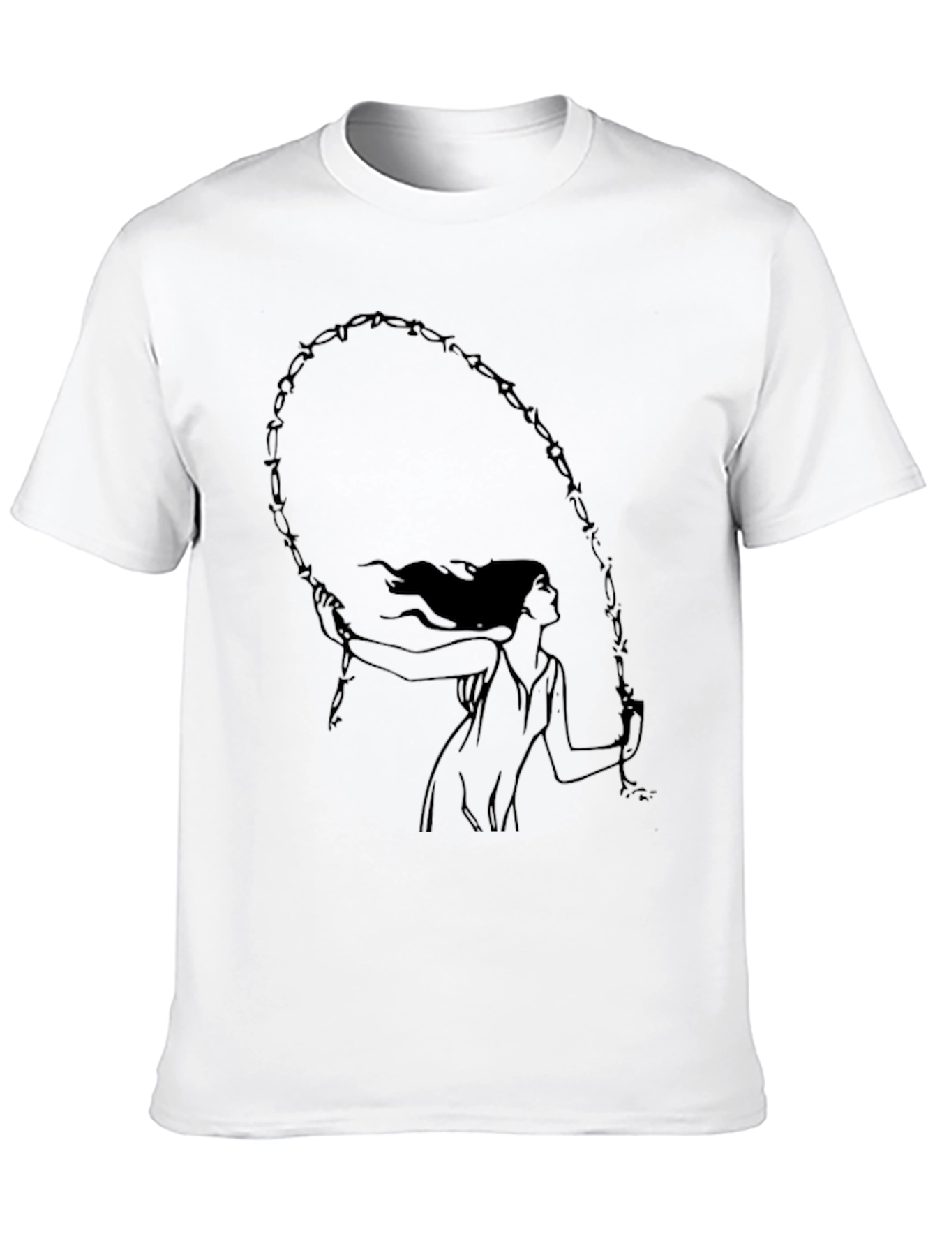 Barbed Wire Woman Graphic Tee - Unisex Black T-Shirt