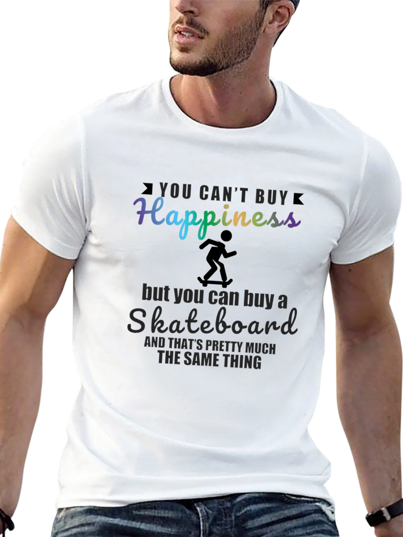 Happiness Skateboard T-Shirt - Black