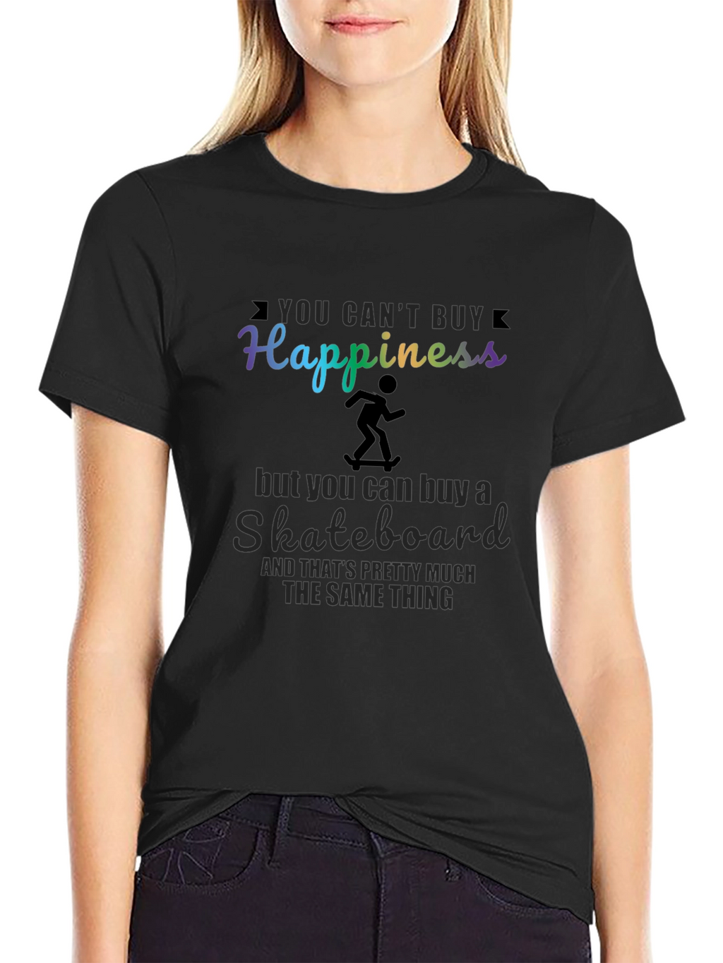 Happiness Skateboard T-Shirt - Black