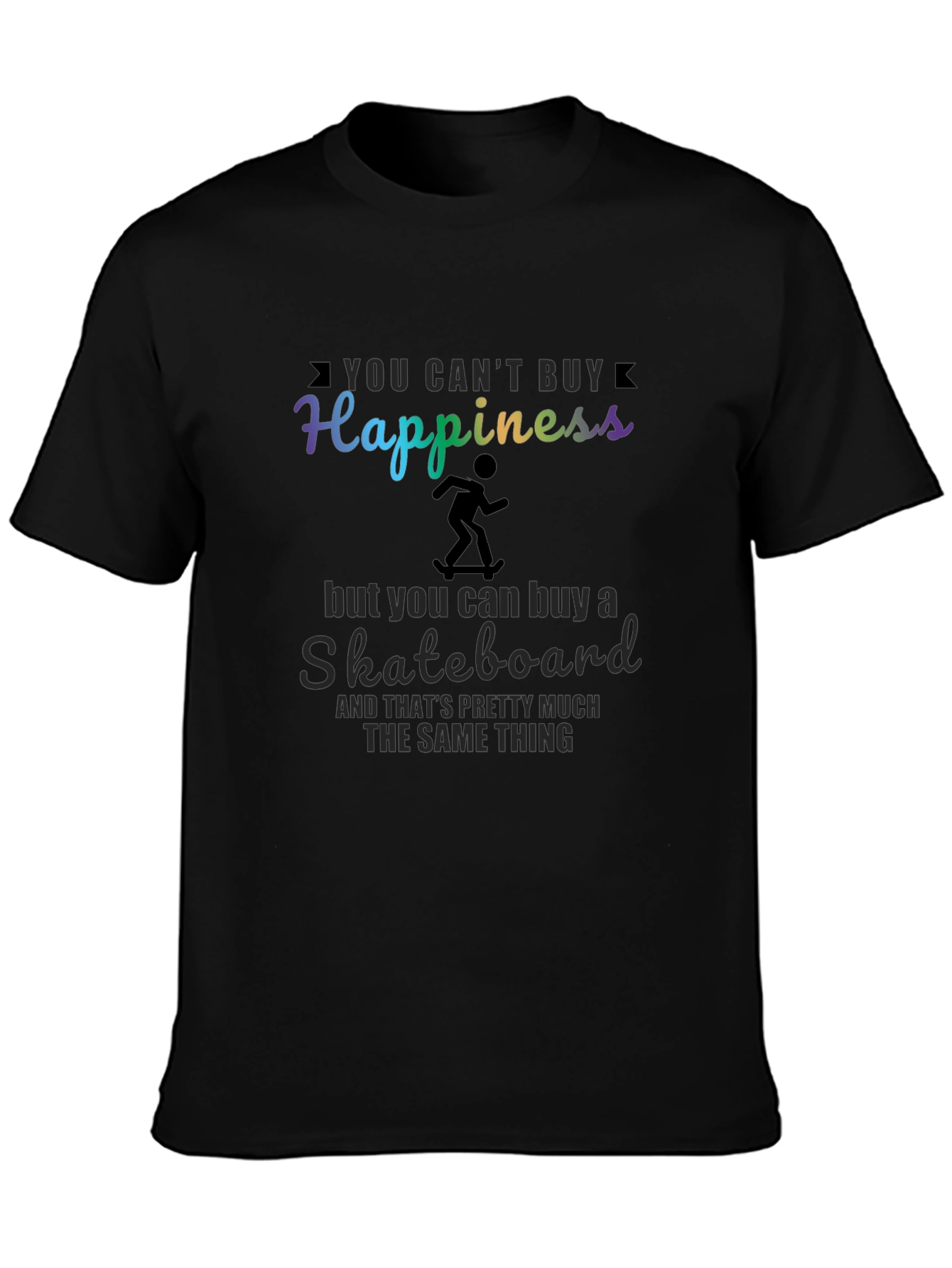 Happiness Skateboard T-Shirt - Black