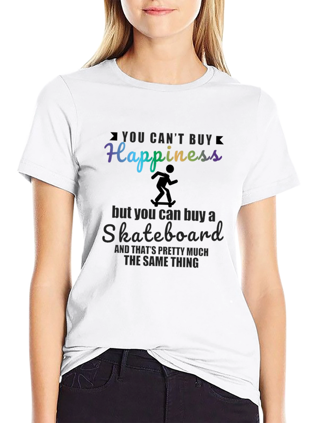 Happiness Skateboard T-Shirt - Black