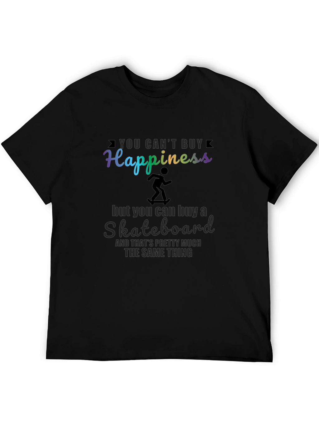 Happiness Skateboard T-Shirt - Black