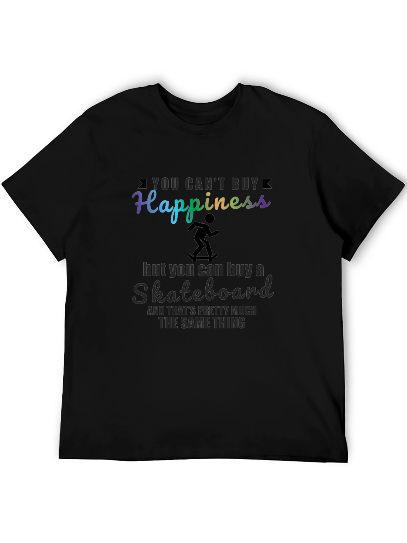 Happiness Skateboard T-Shirt - Black