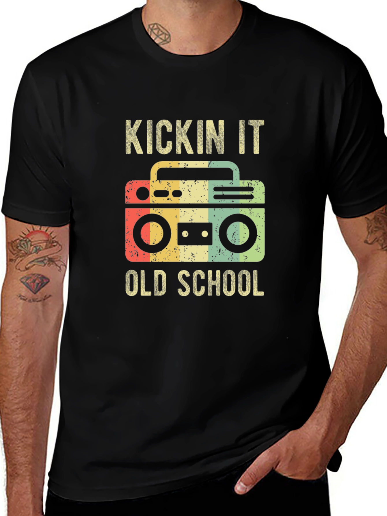 Kickin It Old School Boombox Graphic Tee