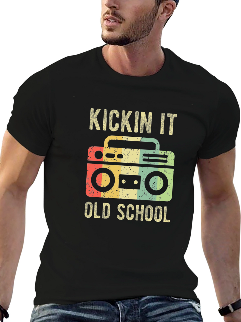 Kickin It Old School Boombox Graphic Tee