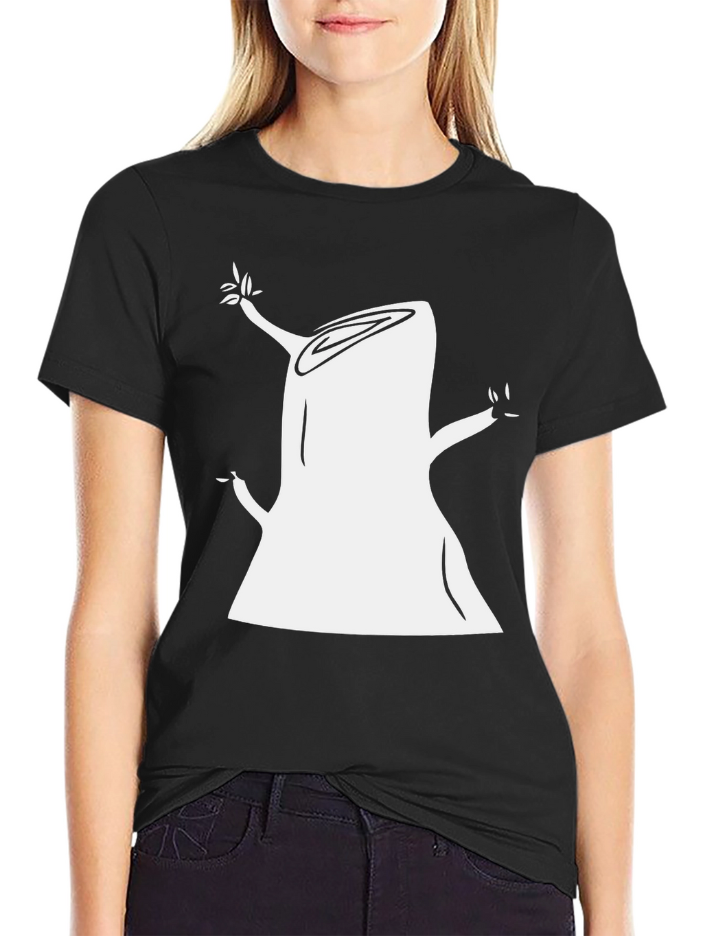 Tree Stump Graphic Tee - Black Cotton T-Shirt