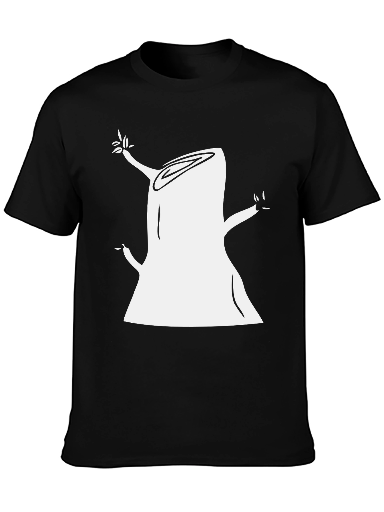 Tree Stump Graphic Tee - Black Cotton T-Shirt
