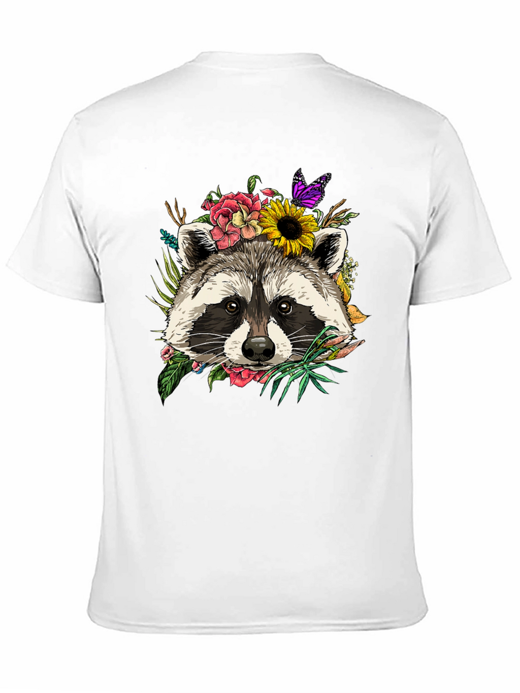 Floral Raccoon Graphic Tee - Unisex Black T-Shirt