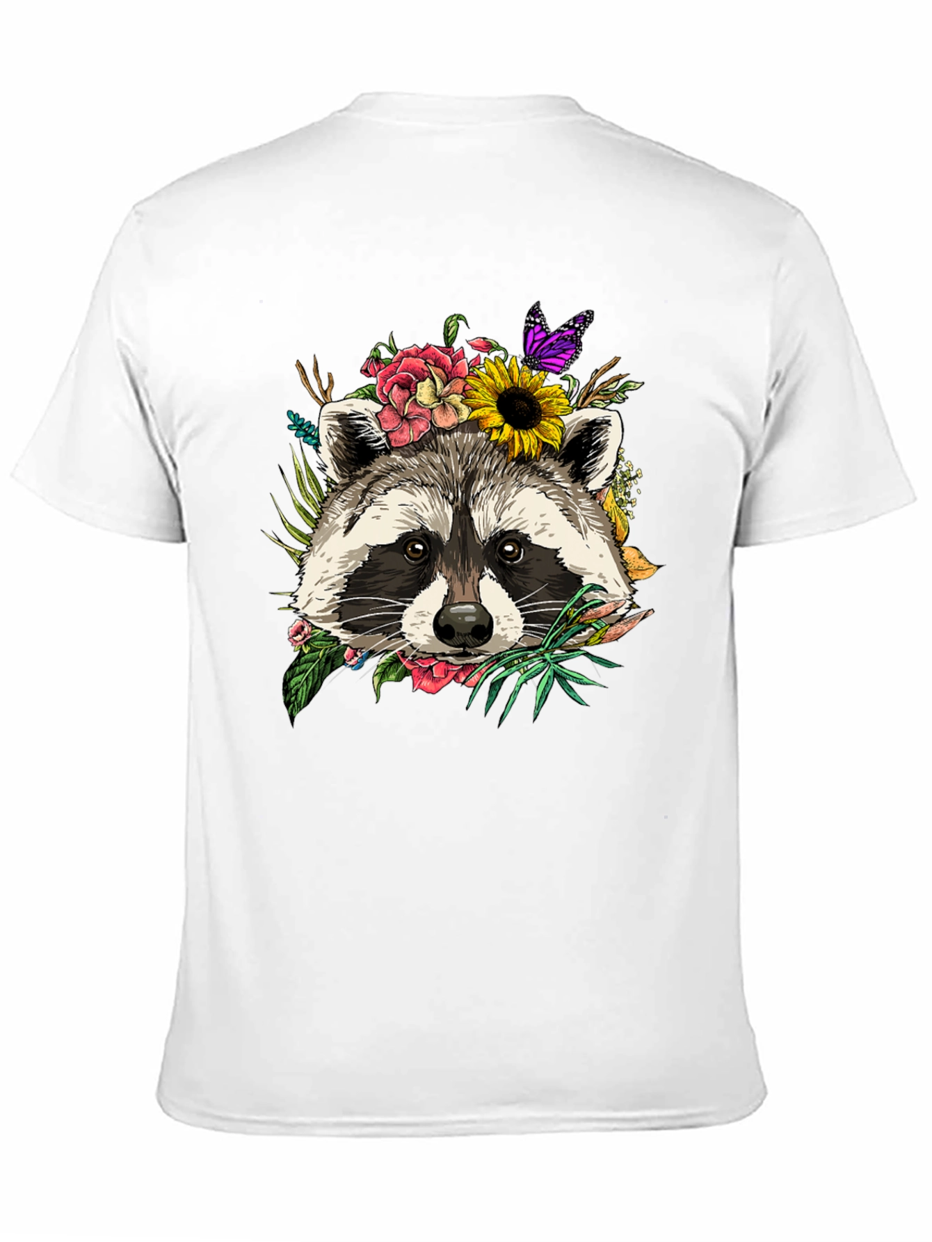 Floral Raccoon Graphic Tee - Unisex Black T-Shirt