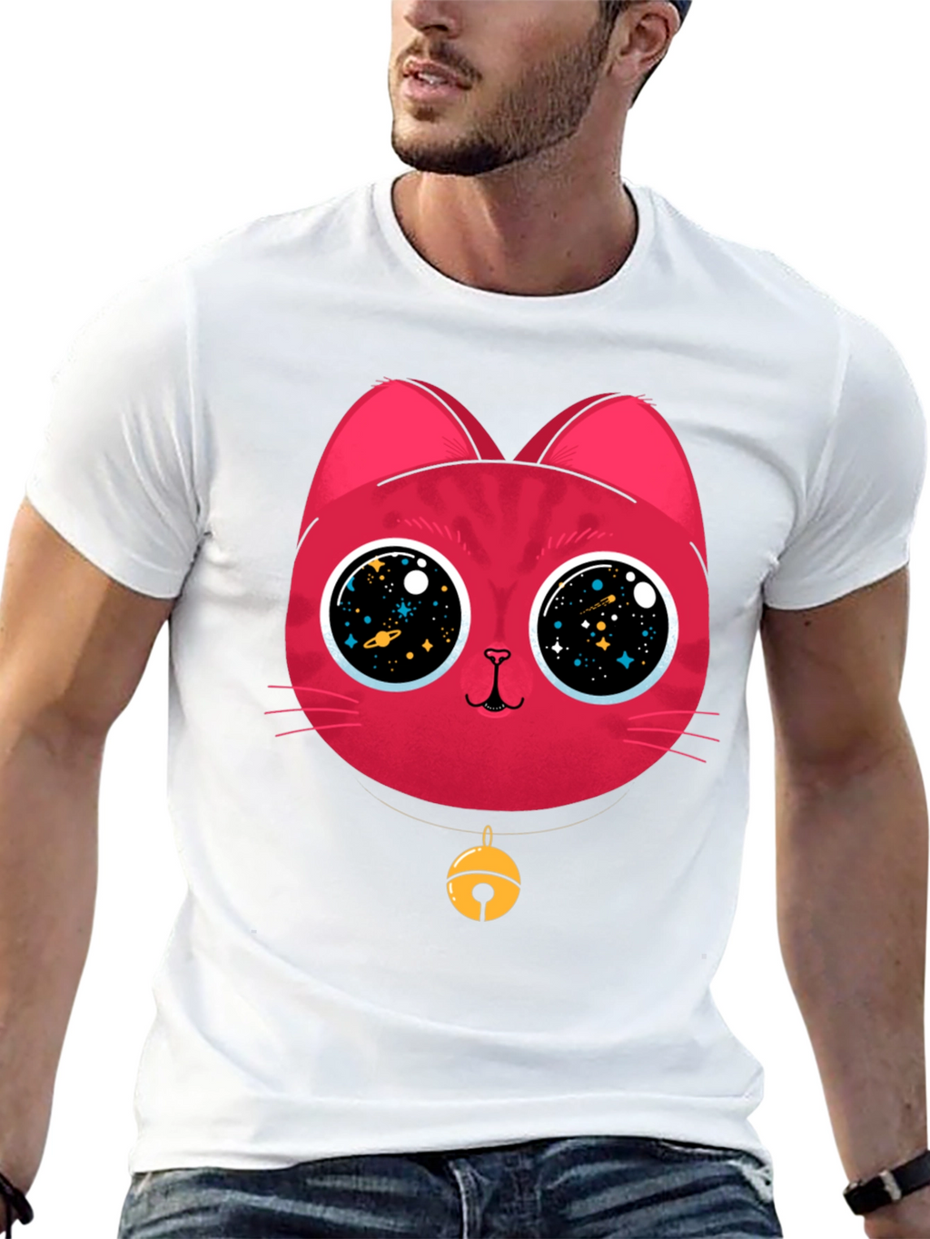 Cosmic Cat Tee - Galaxy Eyes Graphic T-Shirt
