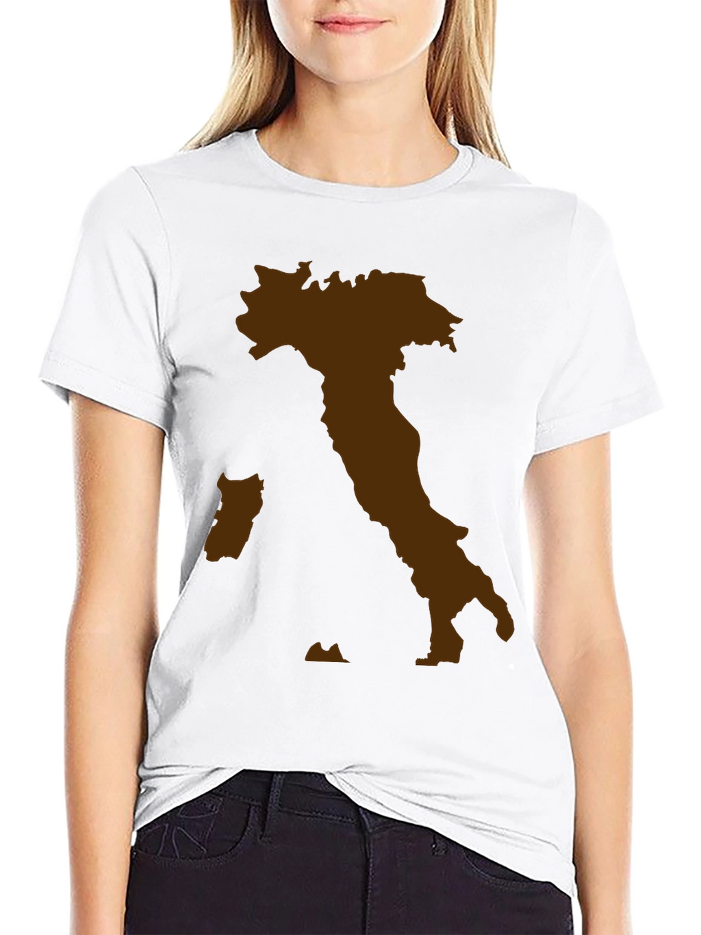 Italy Map Graphic Tee - Black Crewneck T-Shirt