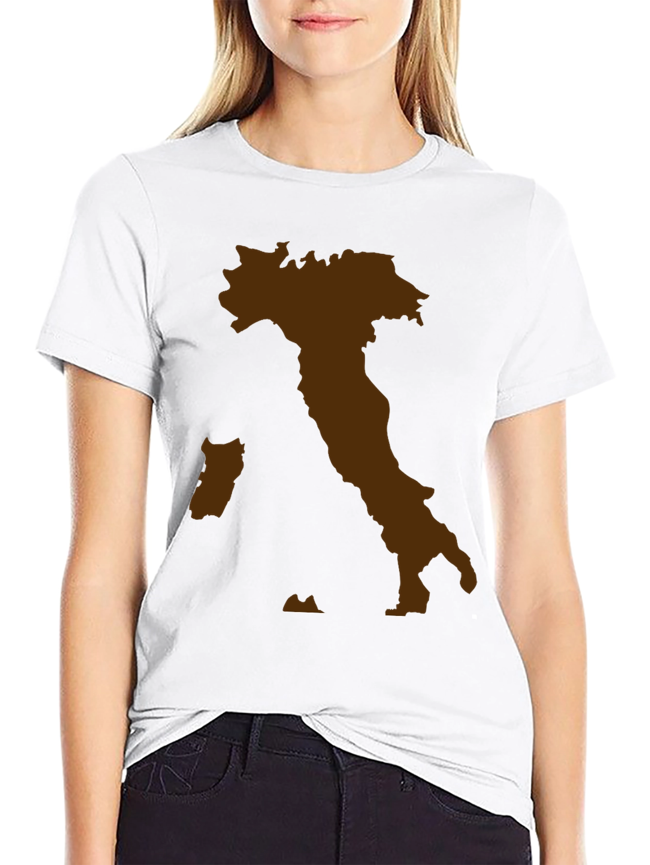 Italy Map Graphic Tee - Black Crewneck T-Shirt