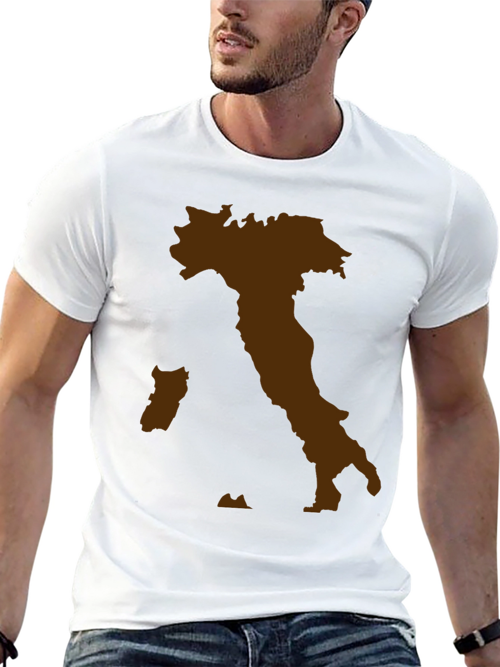 Italy Map Graphic Tee - Black Crewneck T-Shirt