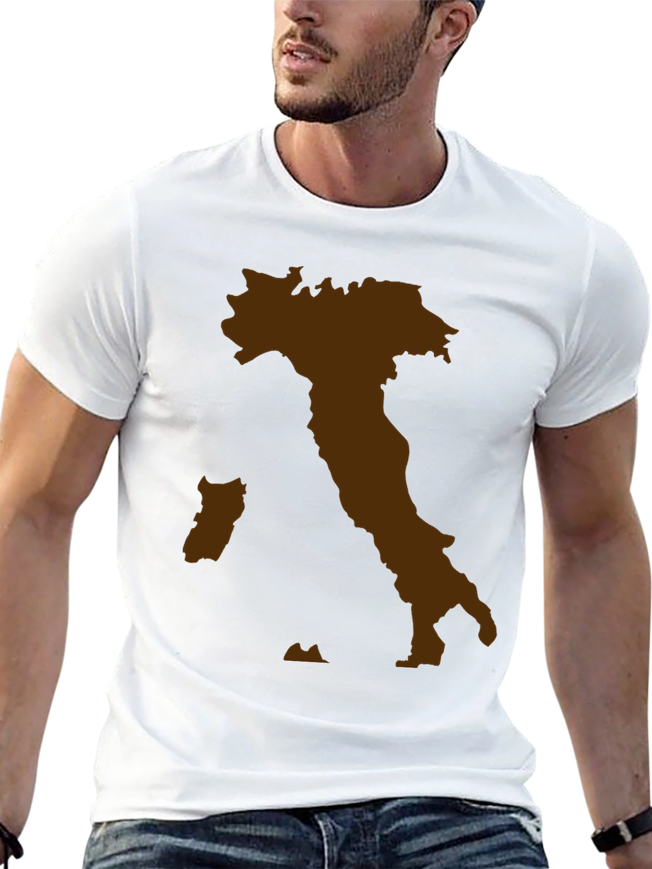 Italy Map Graphic Tee - Black Crewneck T-Shirt
