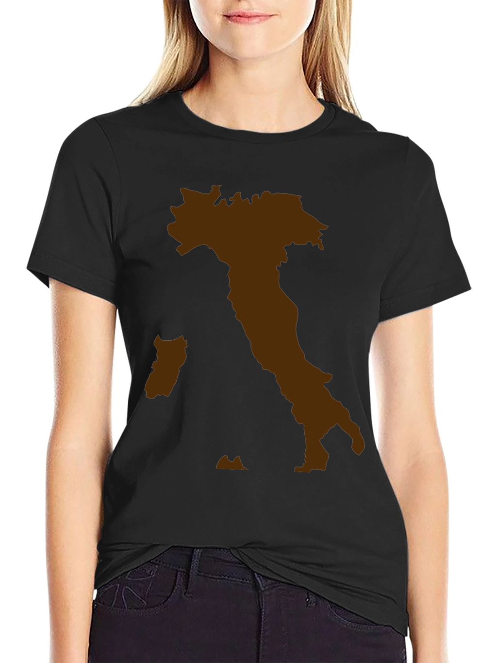 Italy Map Graphic Tee - Black Crewneck T-Shirt