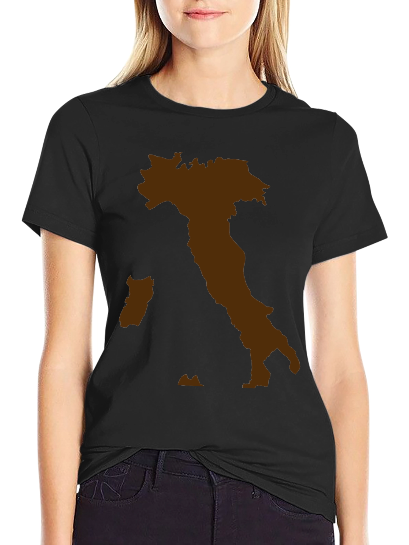 Italy Map Graphic Tee - Black Crewneck T-Shirt