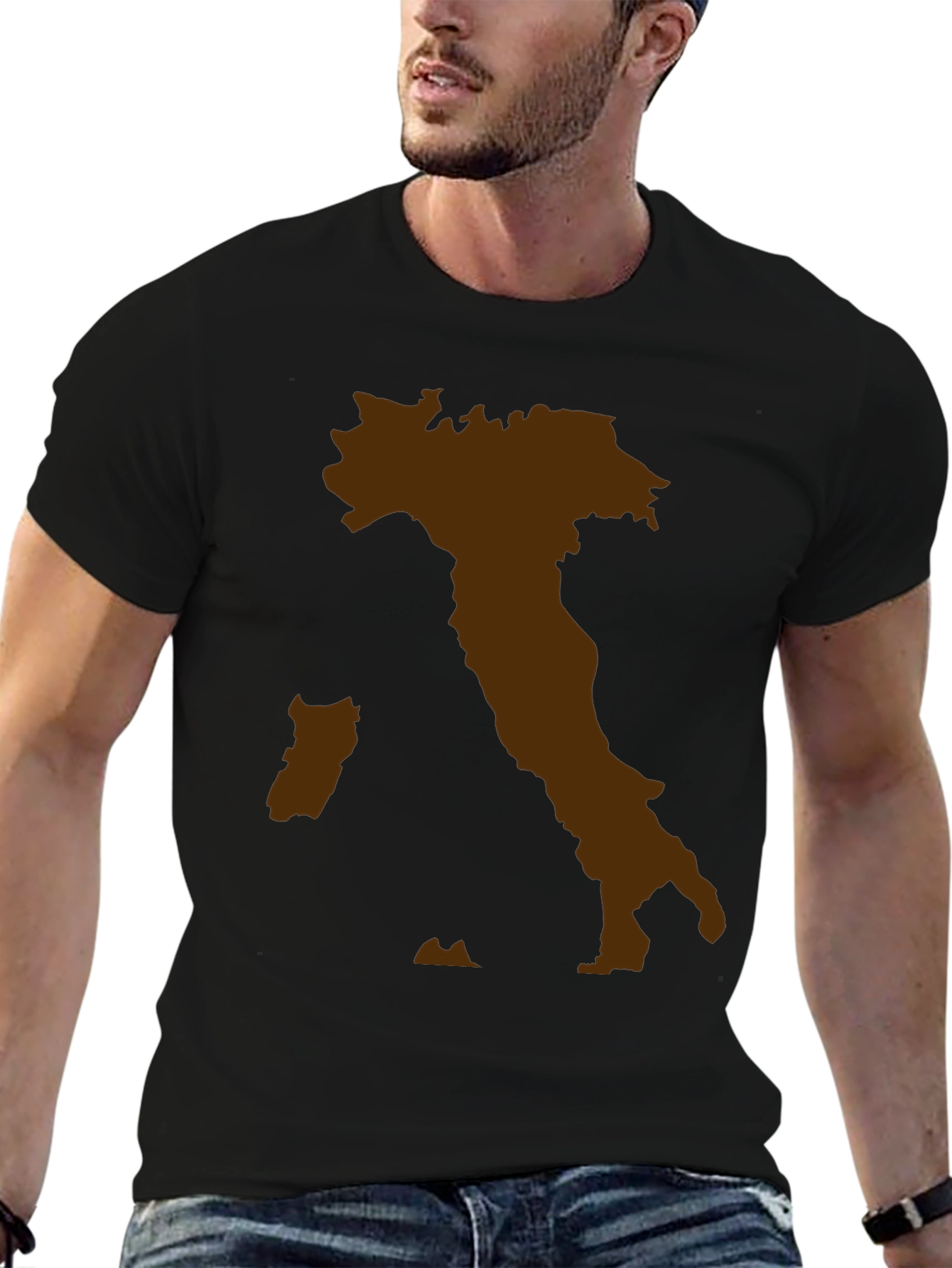 Italy Map Graphic Tee - Black Crewneck T-Shirt