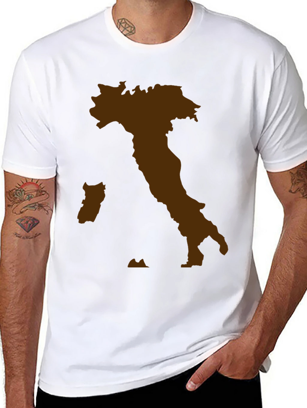 Italy Map Graphic Tee - Black Crewneck T-Shirt