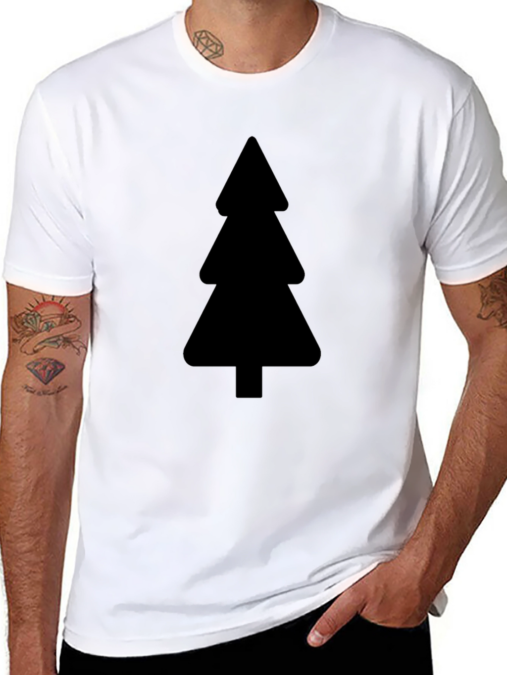 Minimalist Tree Graphic Black T-Shirt