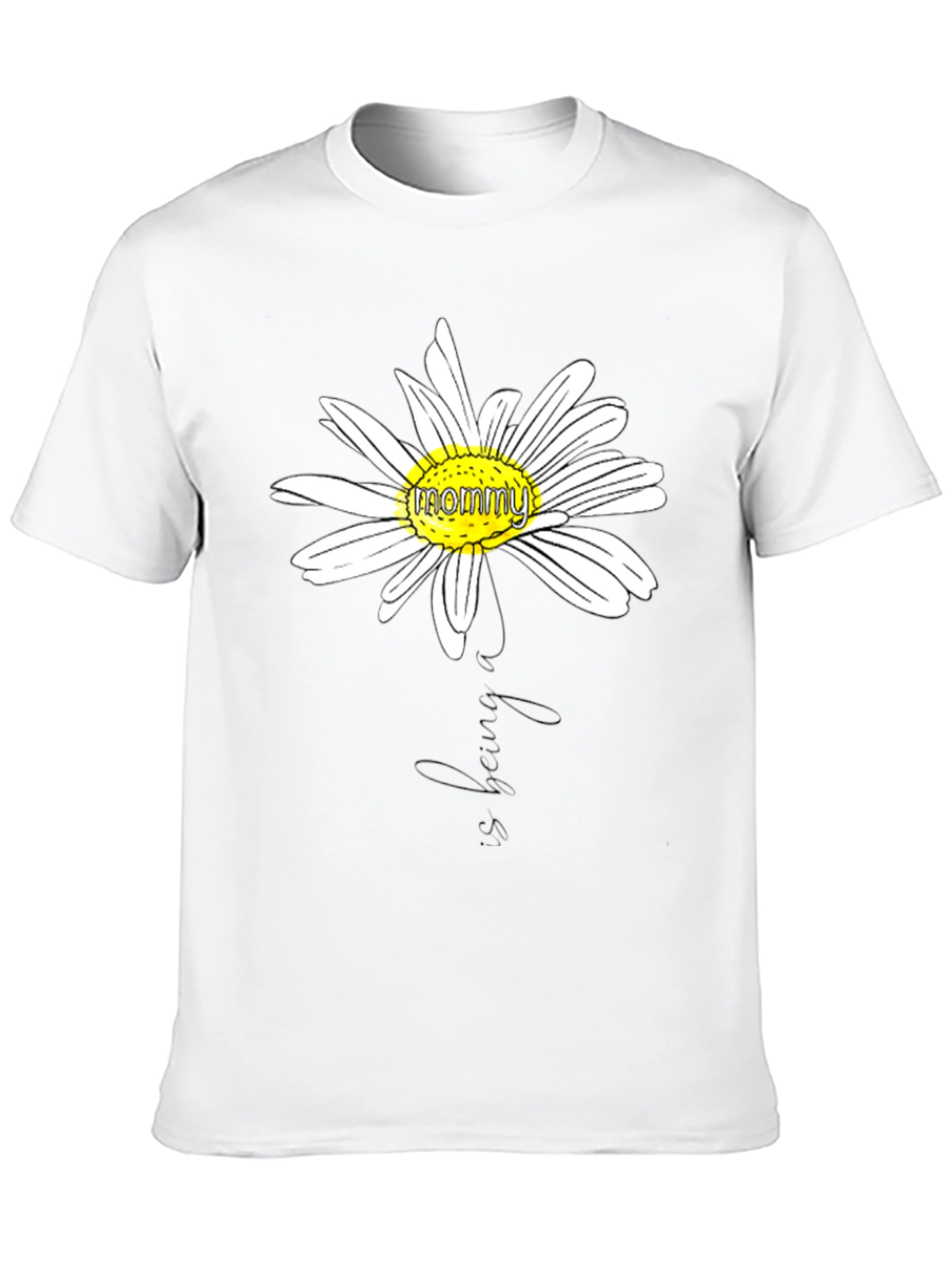 Mommy Daisy Graphic T-Shirt - Black Casual Tee