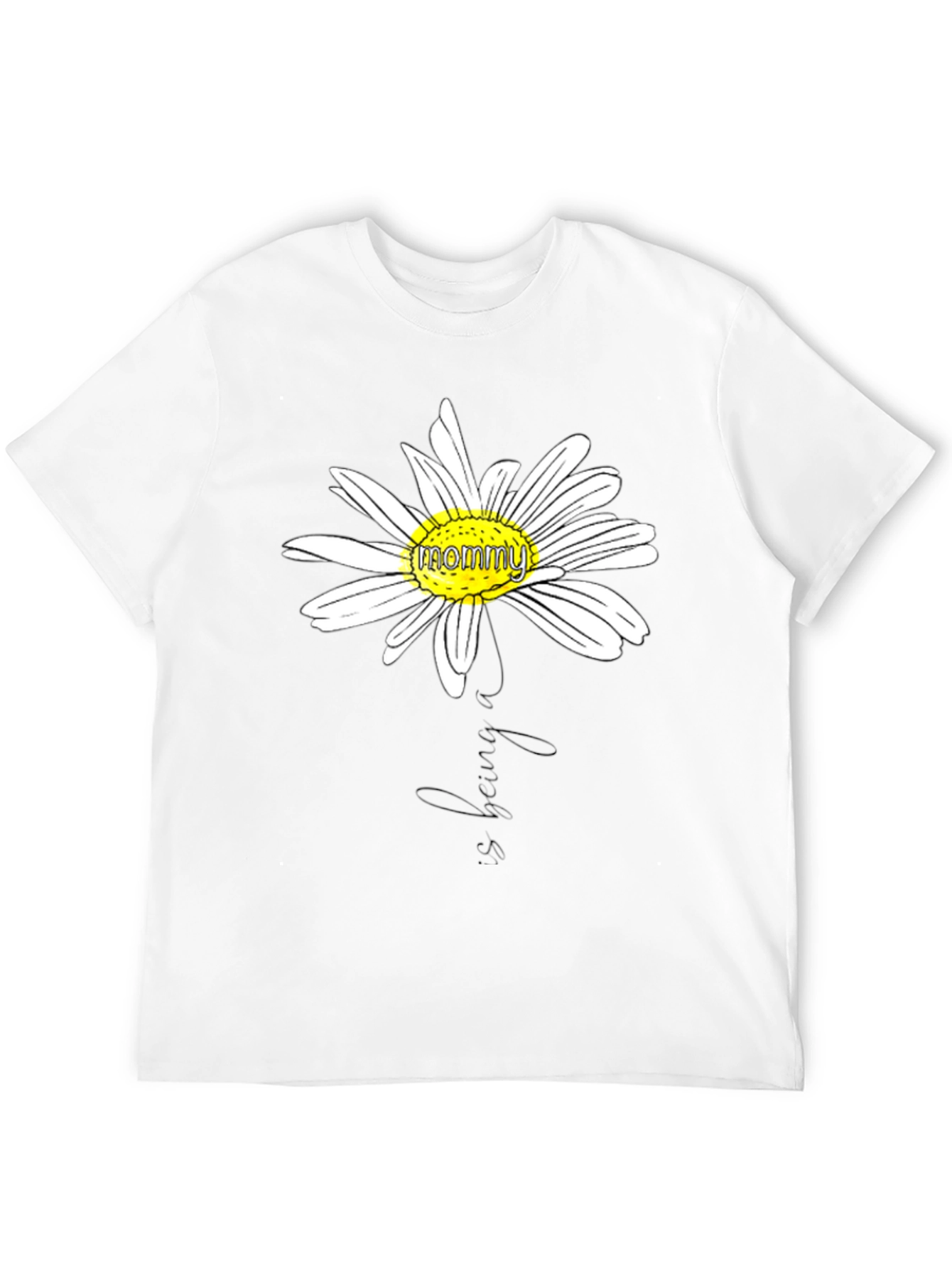 Mommy Daisy Graphic T-Shirt - Black Casual Tee