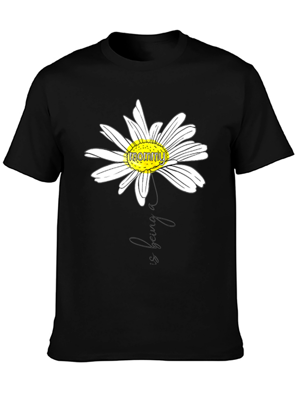 Mommy Daisy Graphic T-Shirt - Black Casual Tee