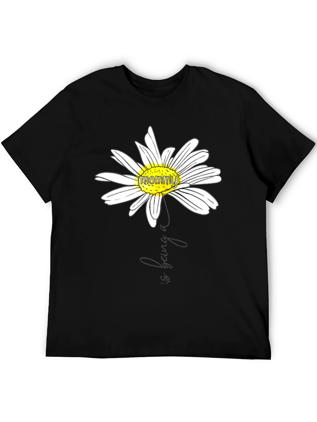 Mommy Daisy Graphic T-Shirt - Black Casual Tee
