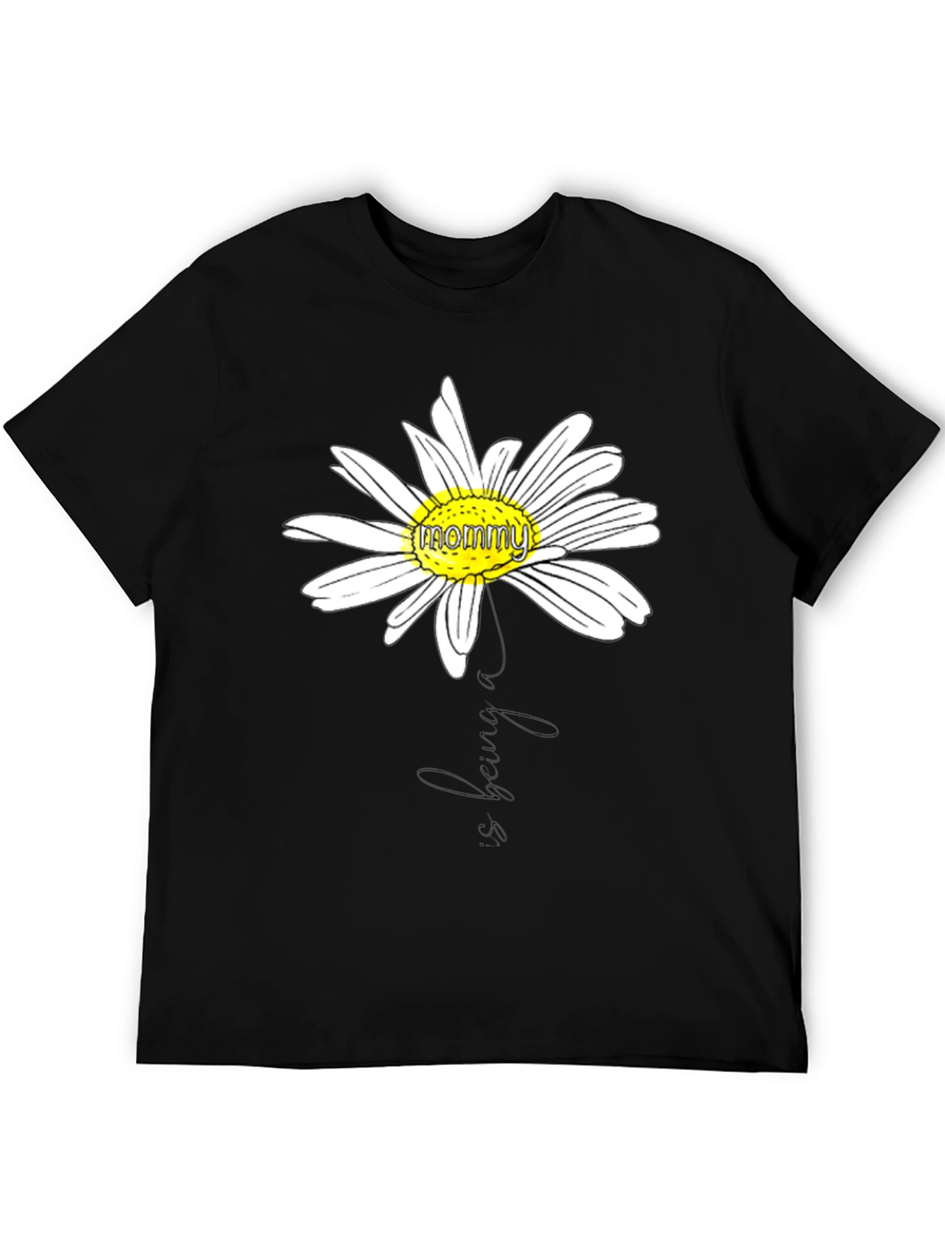 Mommy Daisy Graphic T-Shirt - Black Casual Tee