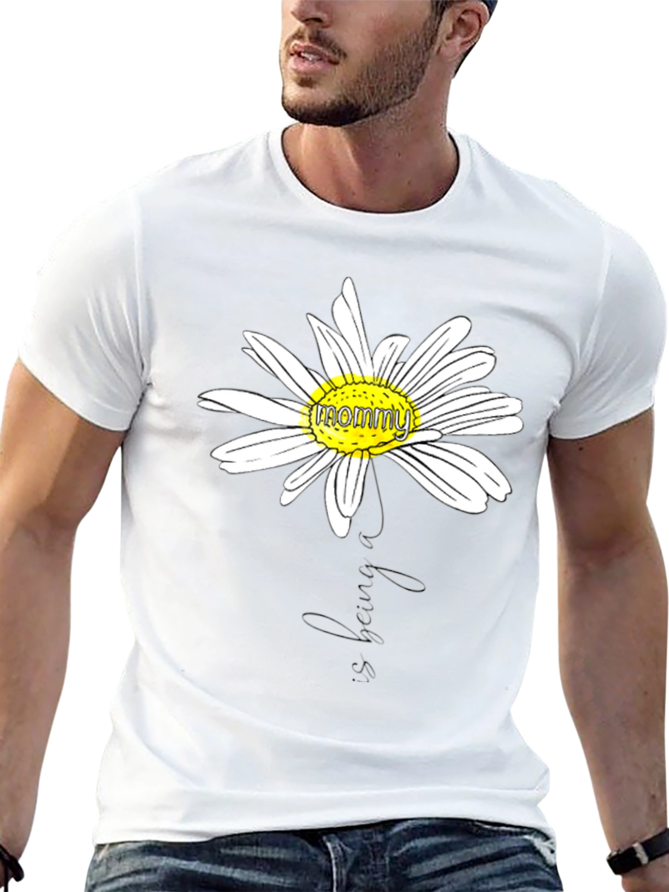 Mommy Daisy Graphic T-Shirt - Black Casual Tee