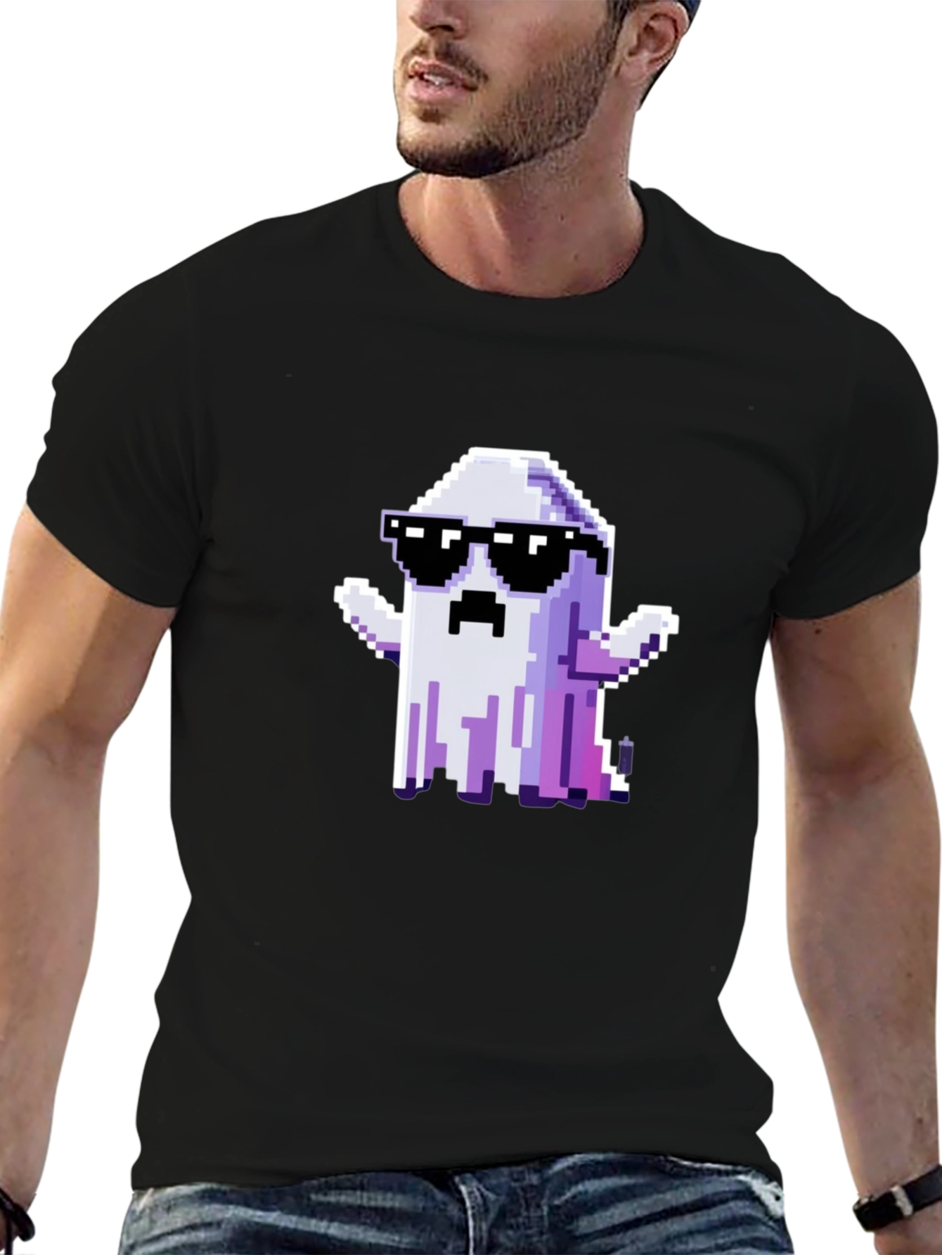 Cool Pixel Ghost Graphic T-Shirt