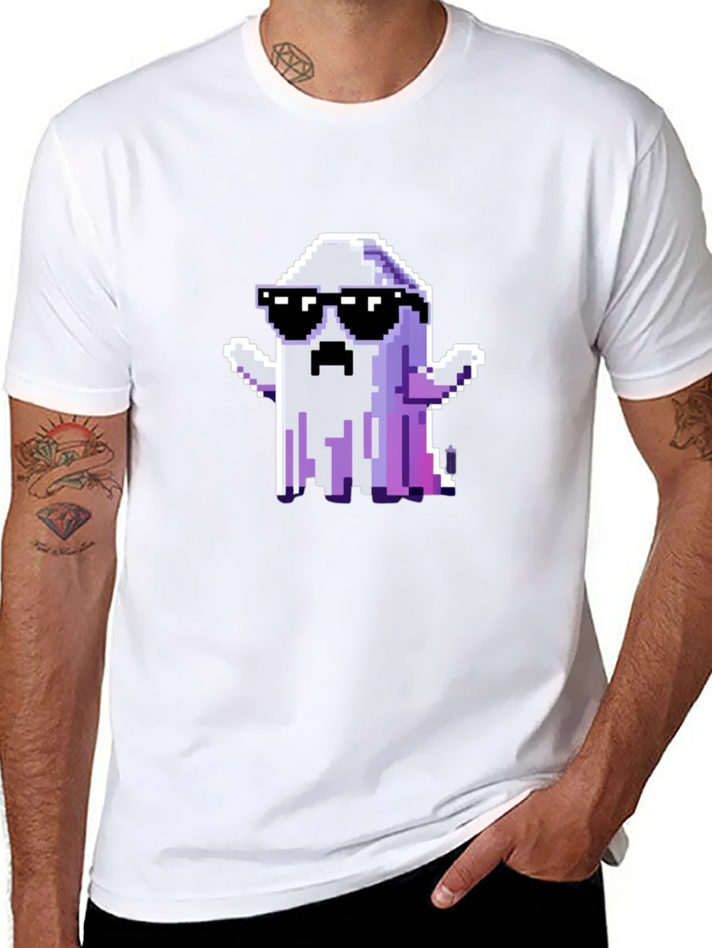 Cool Pixel Ghost Graphic T-Shirt