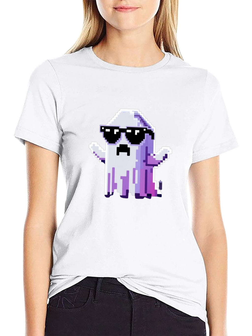 Cool Pixel Ghost Graphic T-Shirt