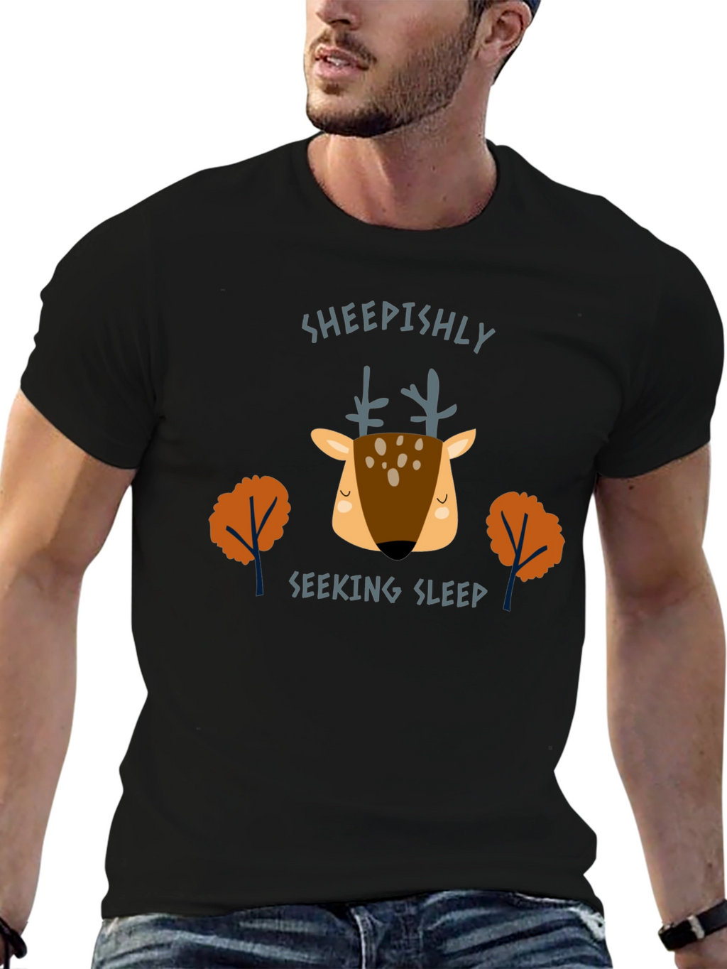Sheepishly Seeking Sleep Deer Graphic Tee