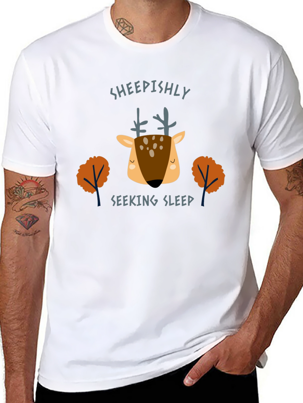 Sheepishly Seeking Sleep Deer Graphic Tee