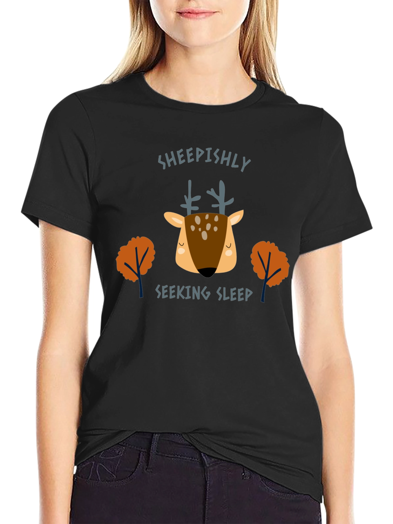 Sheepishly Seeking Sleep Deer Graphic Tee