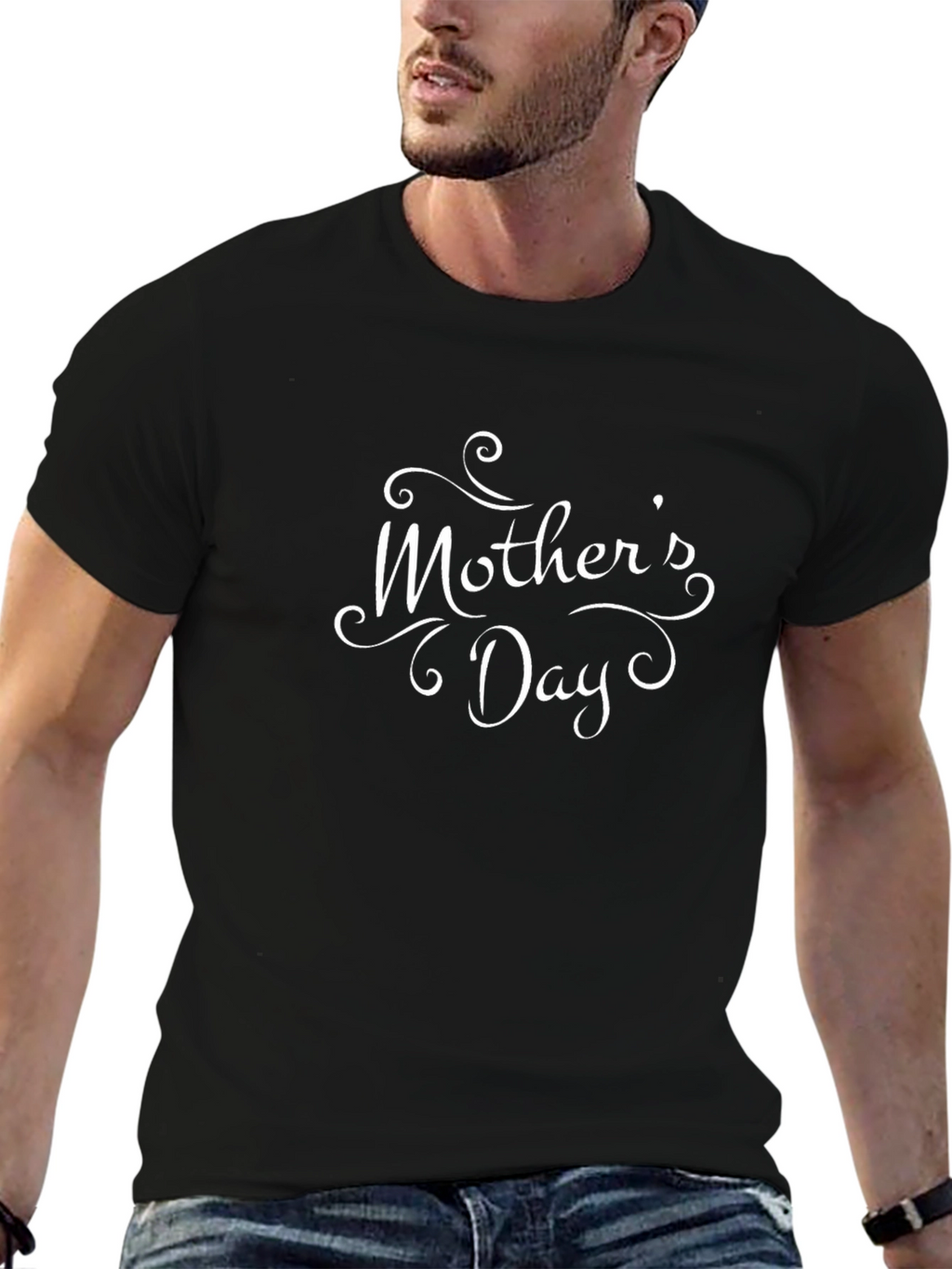 Mothers Day Black T-Shirt for Men