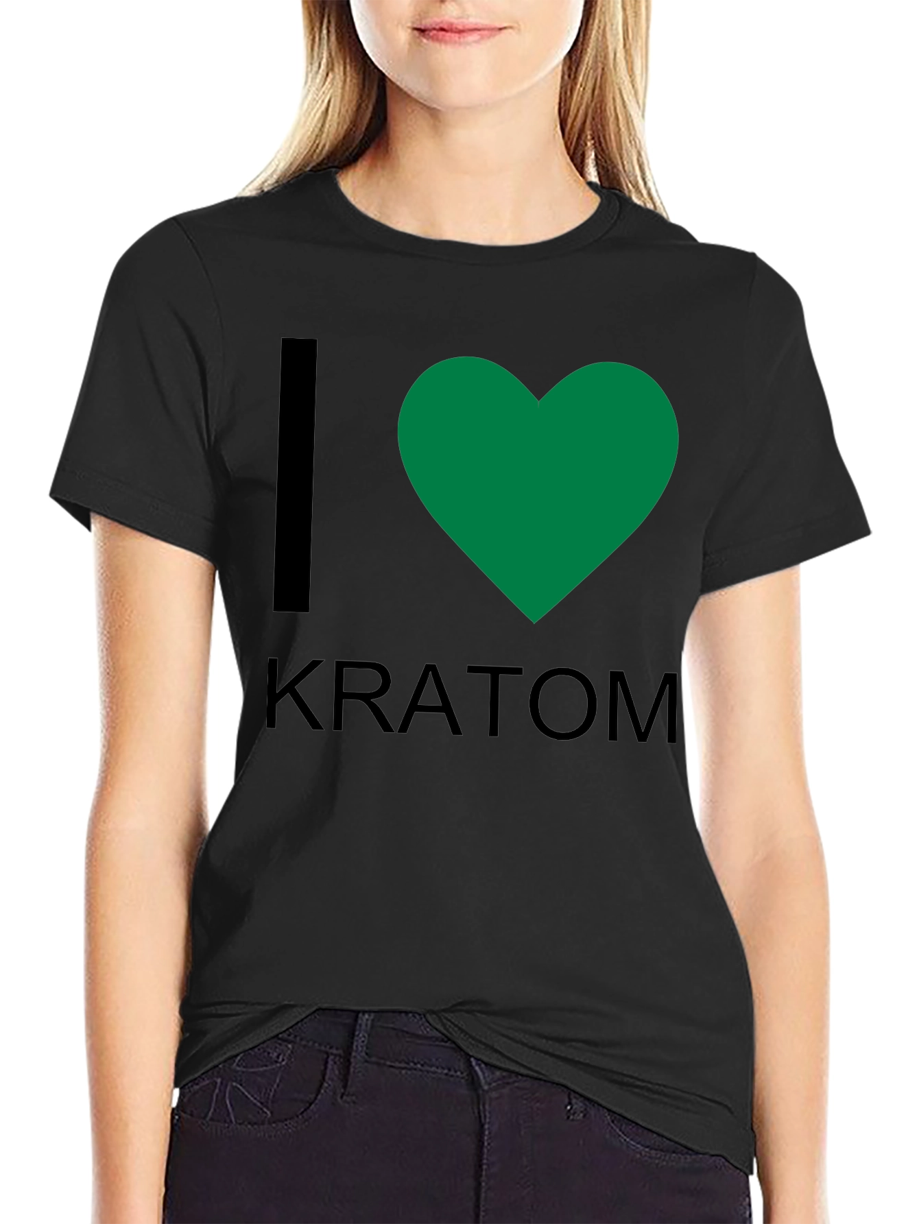 I Heart Kratom T-Shirt - Black Crew Neck