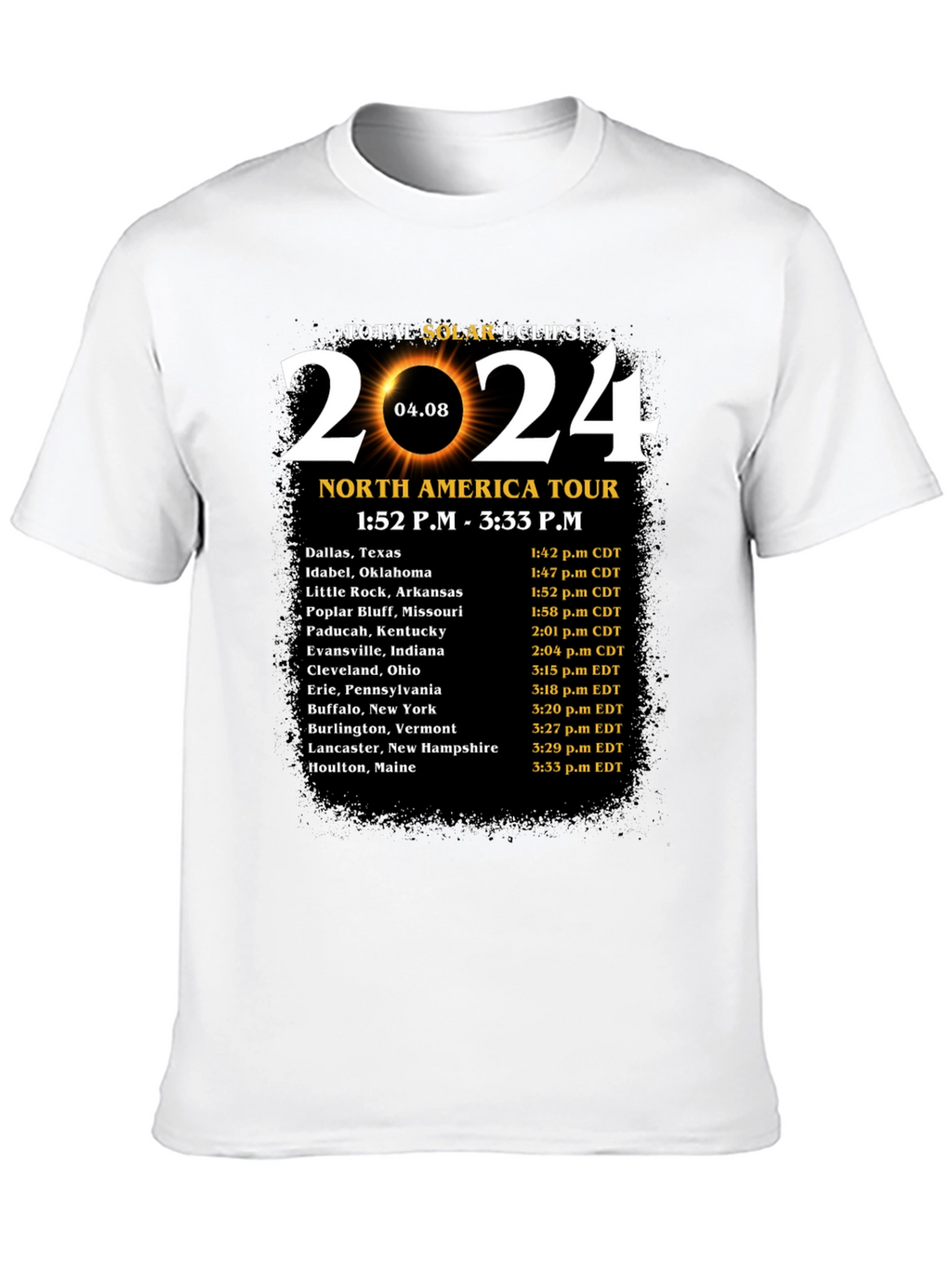 Total Solar Eclipse 2024 North America Tour T-Shirt