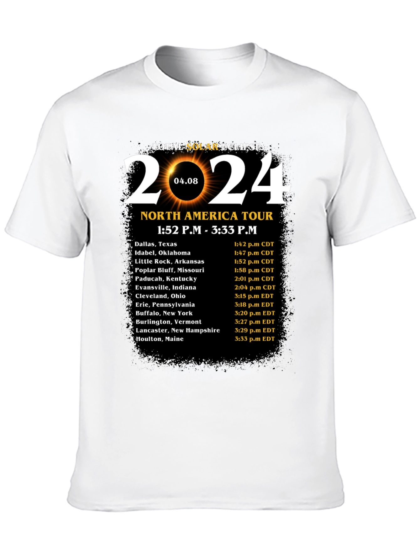 Total Solar Eclipse 2024 North America Tour T-Shirt