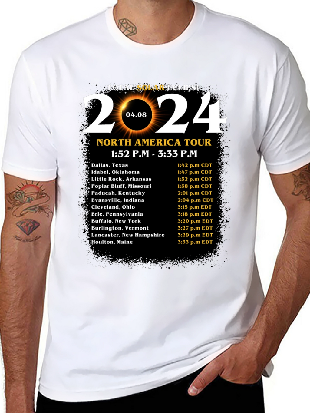 Total Solar Eclipse 2024 North America Tour T-Shirt