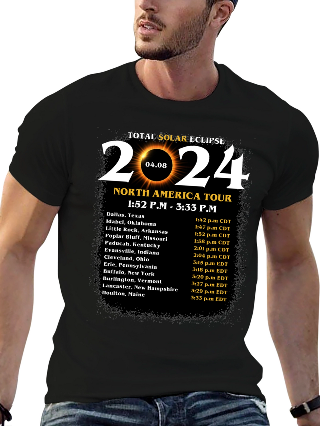 Total Solar Eclipse 2024 North America Tour T-Shirt
