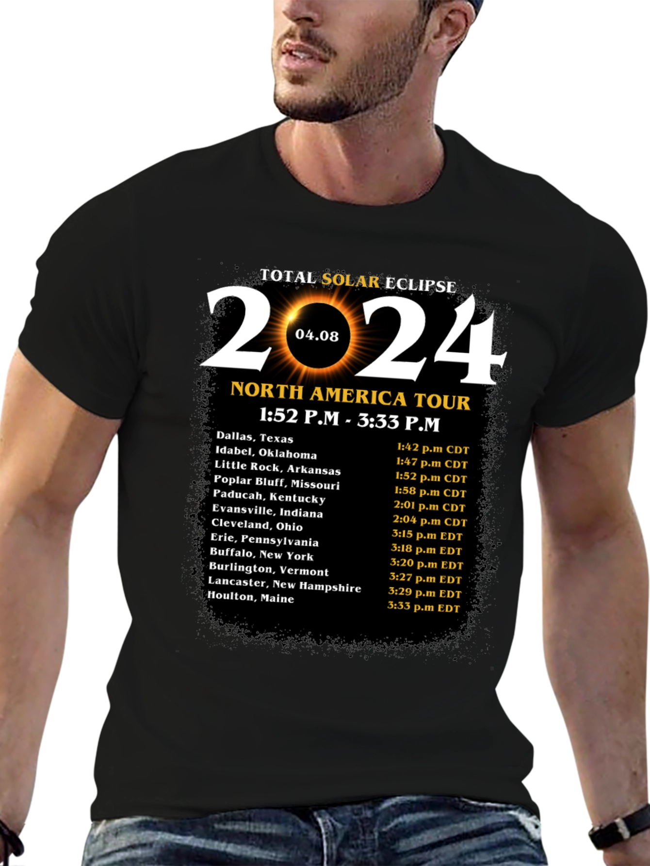 Total Solar Eclipse 2024 North America Tour T-Shirt